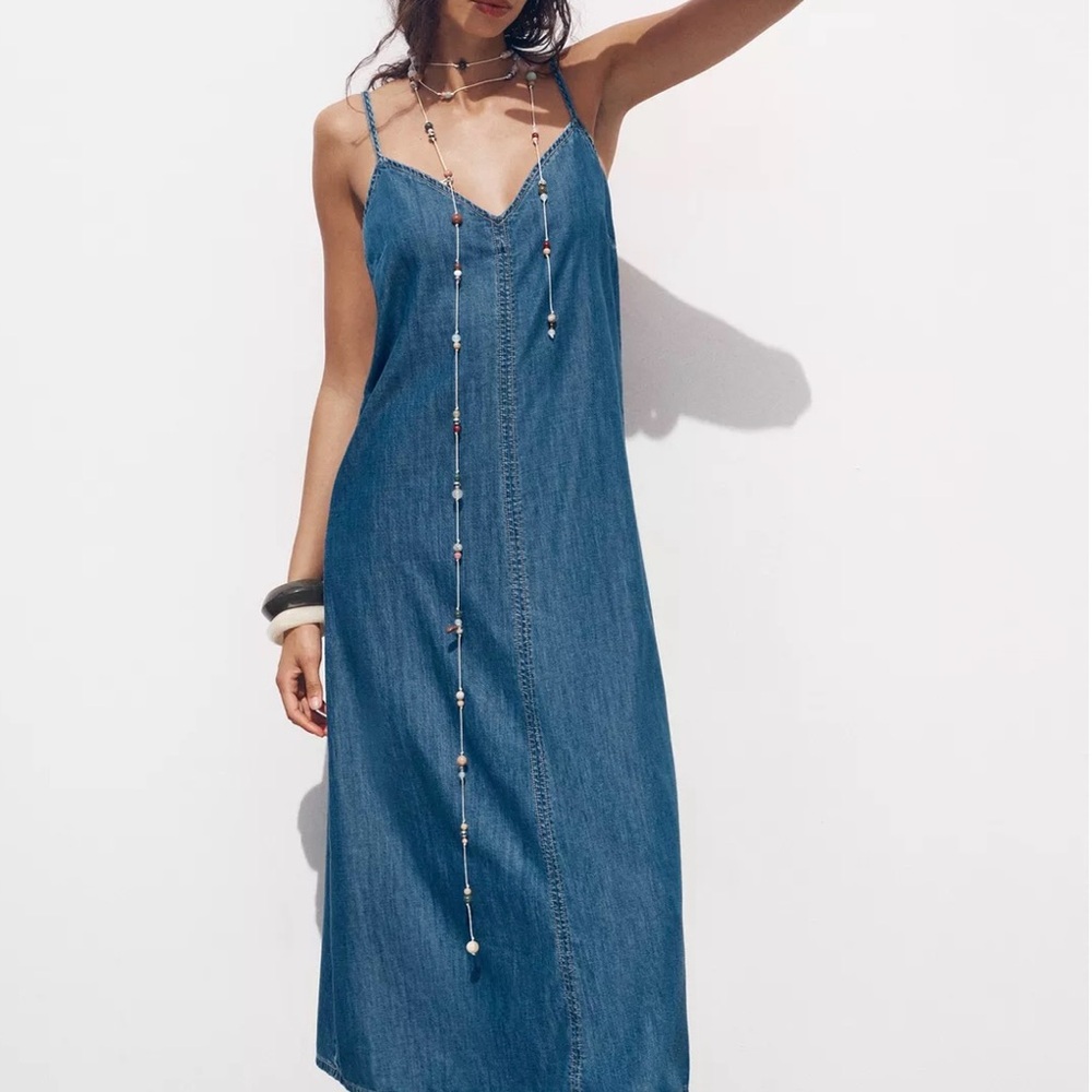 Zara denim Blue Midi Dress size M